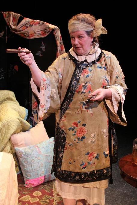 Casey Kramer in performance as Amy Lowell at Nakano Theatre