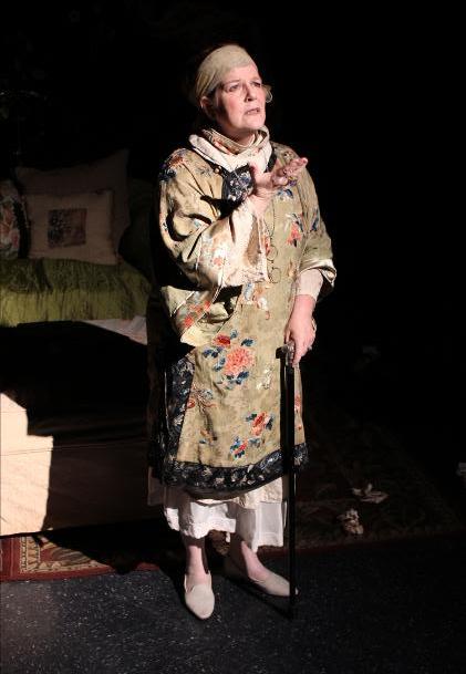 Casey Kramer in performance as Amy Lowell at Nakano Theatre